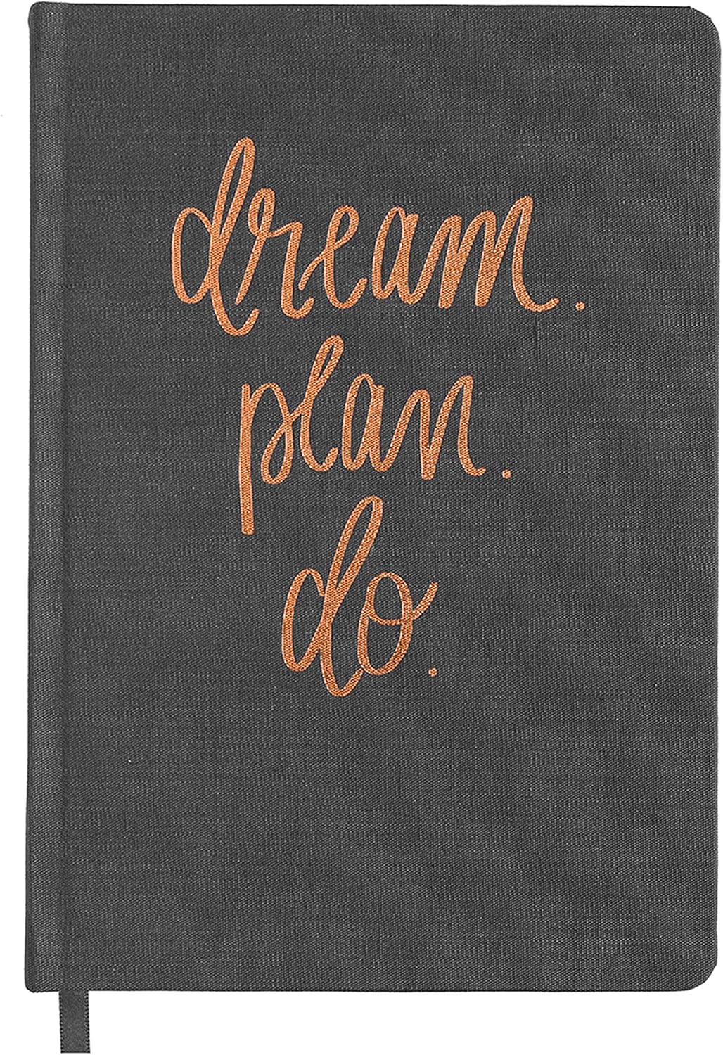 Sweet Water Decor Dream Plan Do Motivational Journal - Grey Fabric Journal with Rose Gold Details and Ribbon Bookmark - Motivational Notebook Inspirational Lined Journal for Work and School
