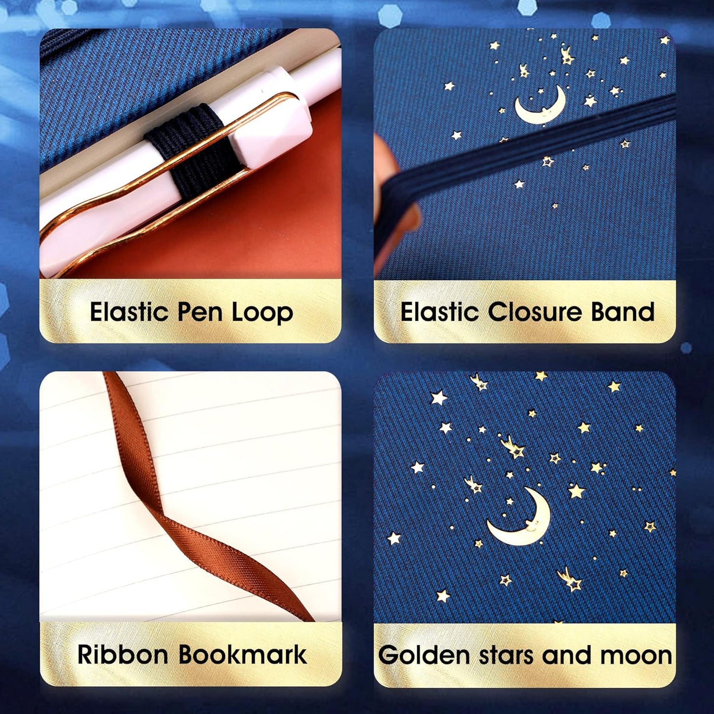 CAGIE Lined Journal Notebook for Work, Hardcover Notebook Journal with Pen Loop, A5 Notebook Journal Cover, Medium 5.7" x 8.3", (Blue Ruled), Gifts