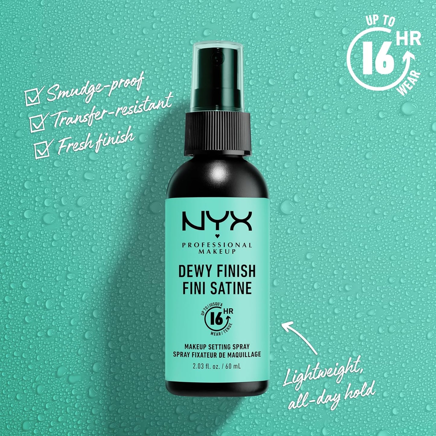 NYX PROFESSIONAL MAKEUP Makeup Setting Spray, Dewy Setting Spray for 16HR Make Up Wear