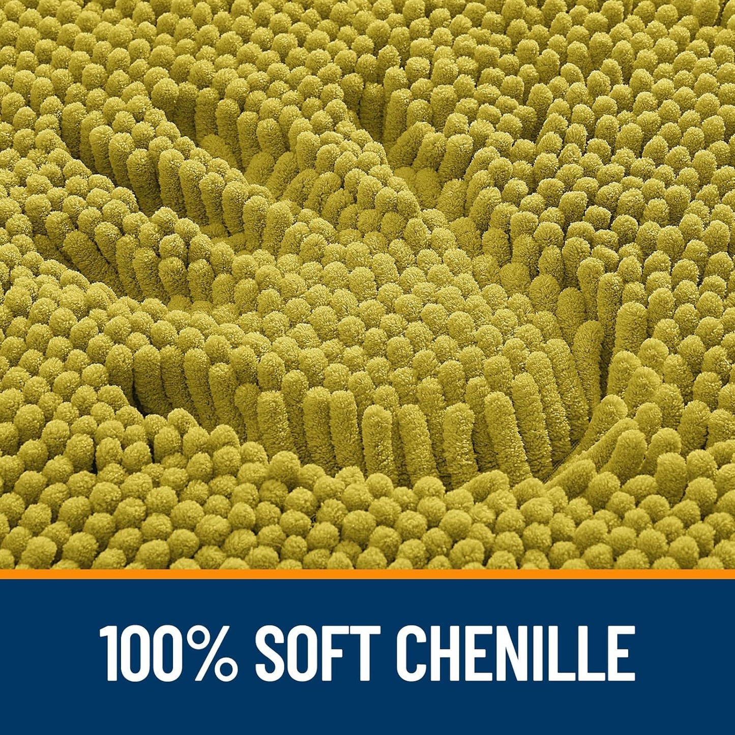 OLANLY Bathroom Rugs 44x24, Extra Soft Absorbent Chenille Bath Rugs, Rubber Backing Quick Dry, Machine Washable Bath Mats for Bathroom Floor, Tub and Shower, Home Decor Accessories, Deep Mustard