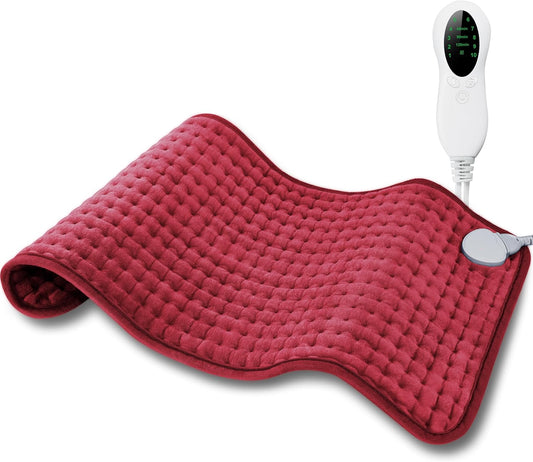 Electric Heating Pad for Period Cramps, LANVA Christmas Gifts for Women Wife Mom Grandma, Heat Pad for Neck and Shoulders and Back Pain Relief, Machine Washable, ETL Certified, 12"x24", Red