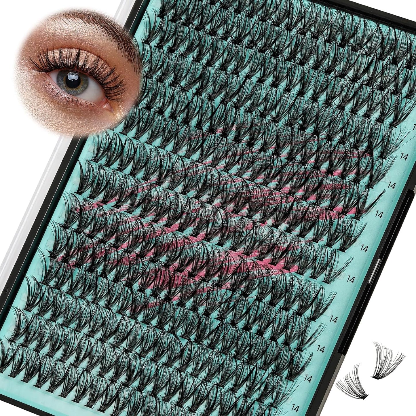 Lash Clusters Wispy 280PCS Eyelash Extension 30D Cluster Lashes Individual Lashes DIY Lash Extension Natural Look Cluster Eyelash Extensions Soft False Eyelashes at Home for Beginners(14mm)