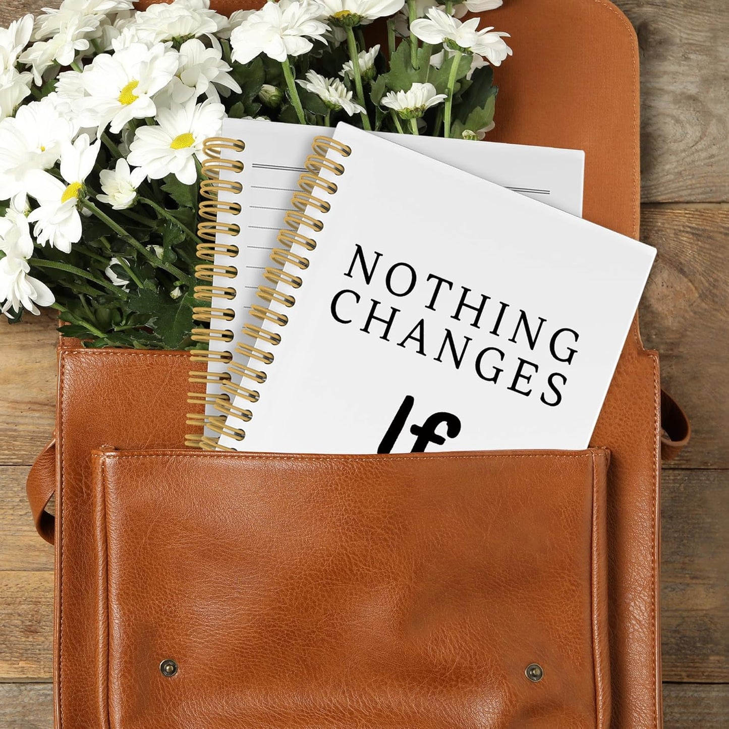 Motivational Notebook, Positive Affirmations Stress Relief Gifts, Office Growth Mindset Motivational Notebooks, Nothing Changes If Nothing Changes Hardcover Spiral Notebook 5.5x8.3 Inch