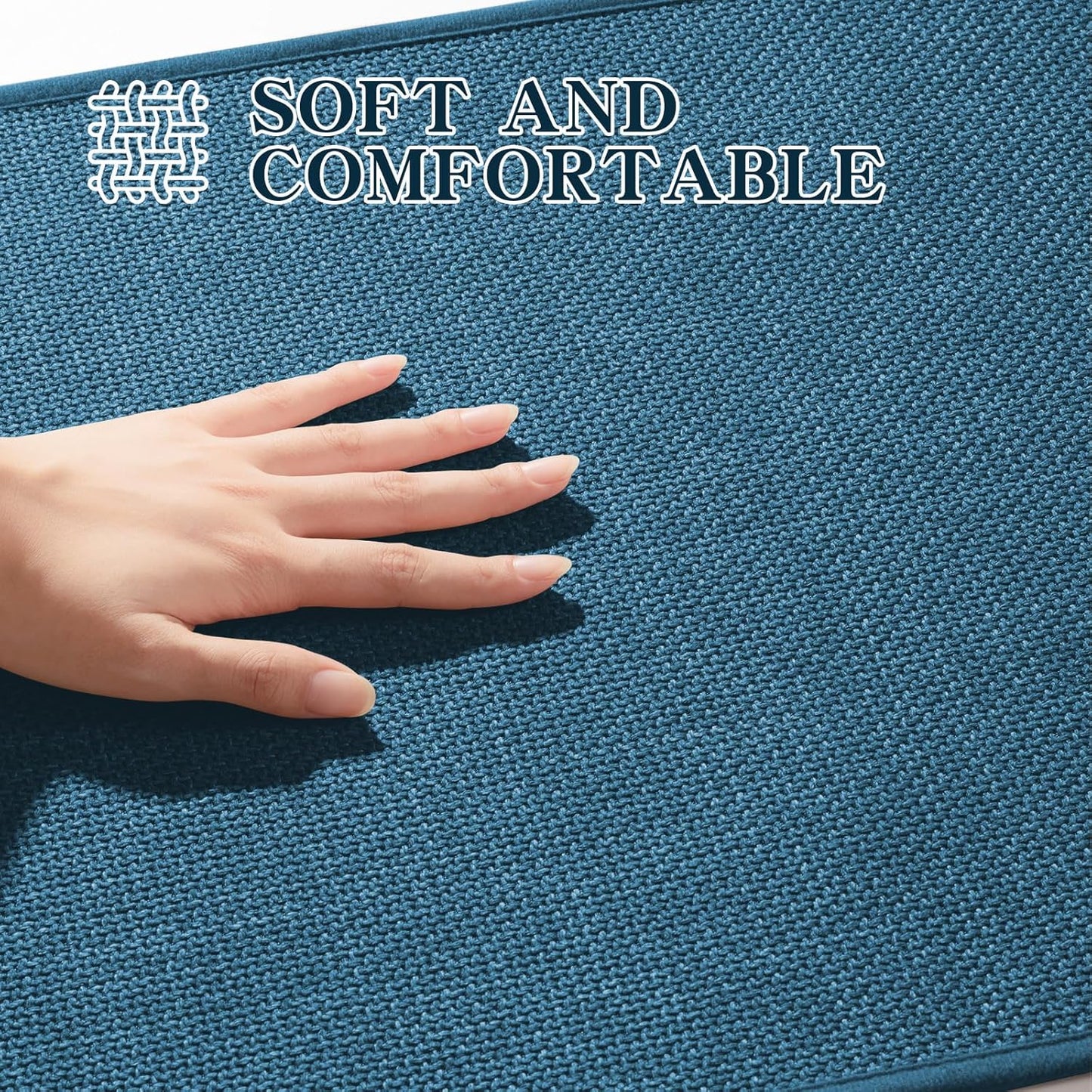 chakme Bathroom Rugs Mat 47x24, Ultra Thin Non Slip Bath Mat Large Quick Dry Absorbent Bath Mat for Bathroom Floor, (Dark Blue, 47"x24")