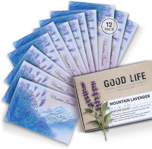Good Life Mountain Lavender Scented Sachets | Designed in New Zealand | 12 Sachets