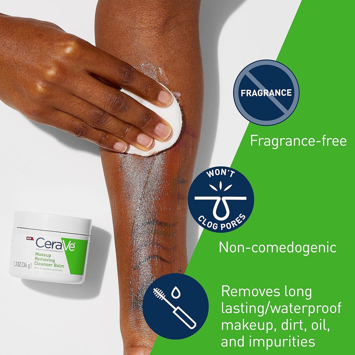 CeraVe Cleansing Balm Makeup Remover, Waterproof Makeup Remover With Ceramides & Plant-Based Jojoba Oil To Nourish & Hydrate, Non-Comedogenic & Fragrance Free, 1.3 Oz