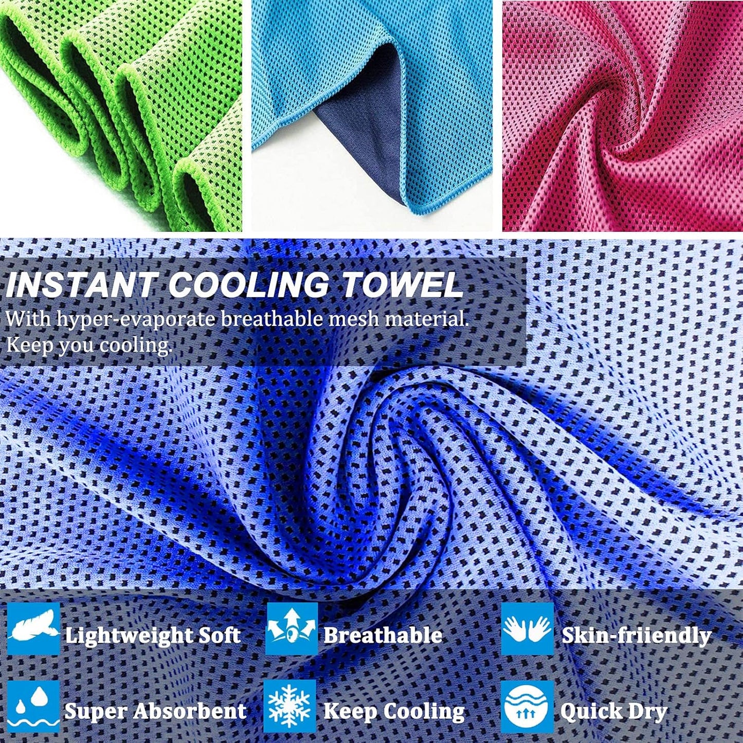 YQXCC Cooling Towels | 6 Pack 47"x12" | Ice Cool for Neck | Microfiber Soft Breathable Chilly | for Yoga, Sports, Golf, Gym, Camping, Running, Fitness, Workout & More Activities