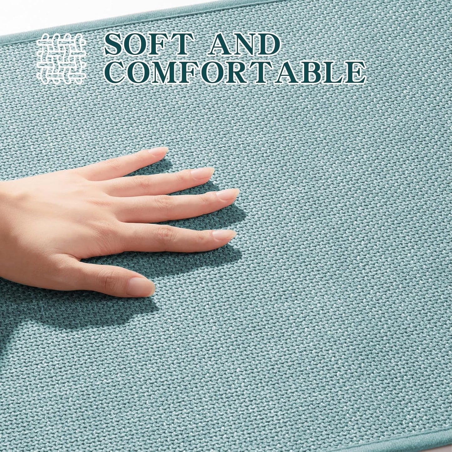 chakme Bathroom Rugs Mat U-Shaped 24x17, Ultra ThinNon Slip Bath Mat Small Quick Dry Absorbent Bath Matfor Bathroom Floor, (Blue, U-24"x17")