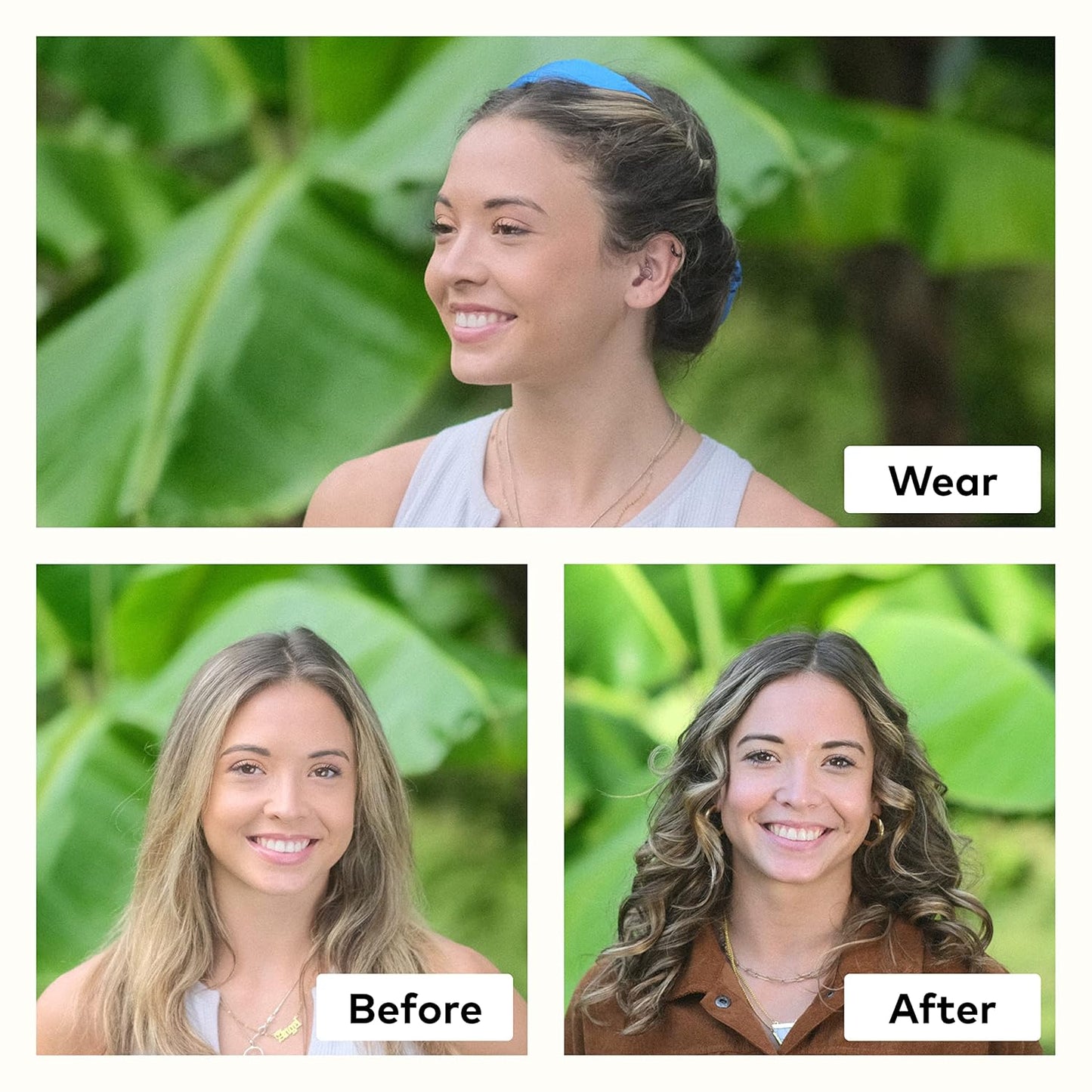 RobeCurls Heatless Hair Curler Set - Satin Curling Headband for Natural, No-Heat Curls - Sleep in Overnight Styling Tool with 2 Scrunchies - Easy & Gentle on Hair (Black)