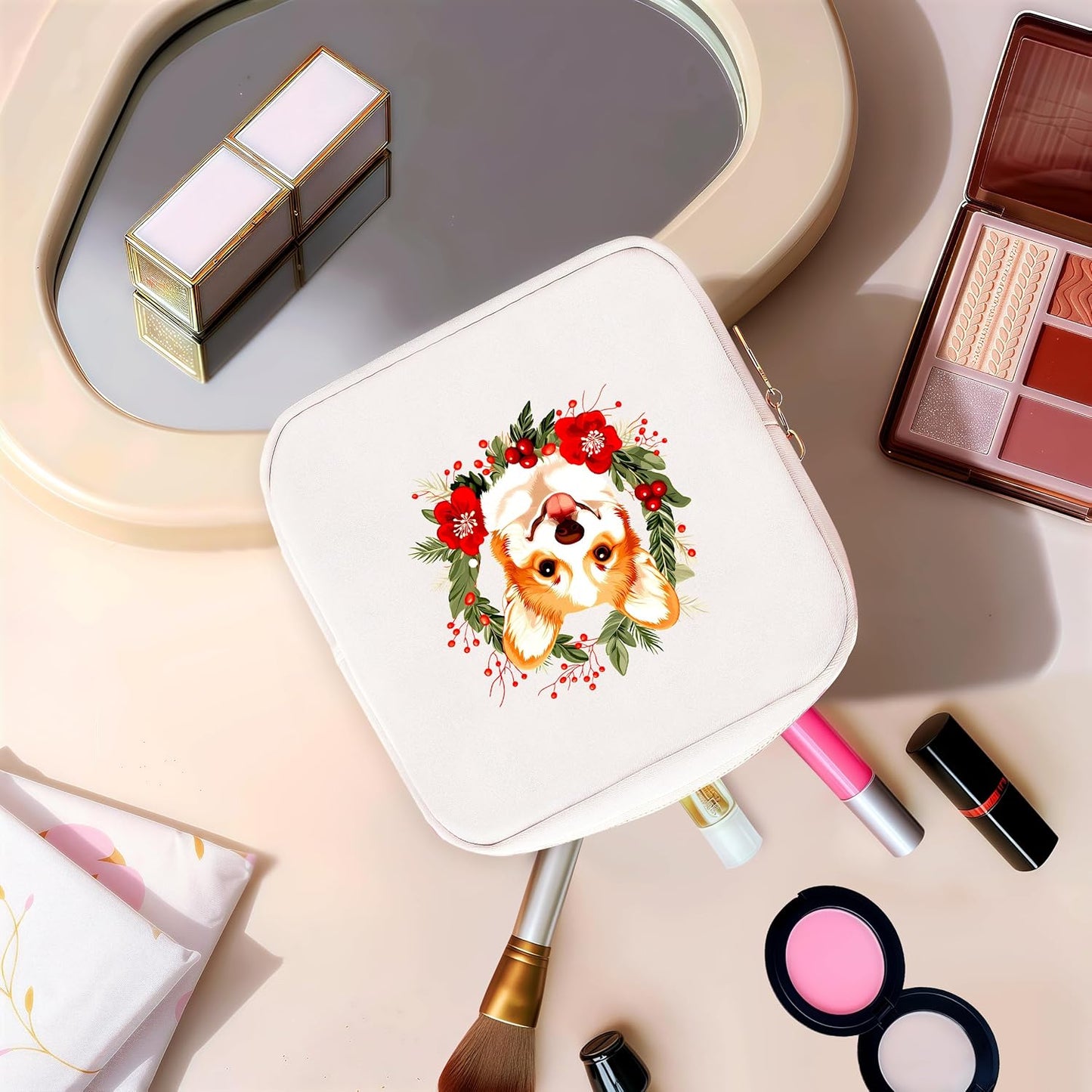 Corgi Mini Makeup Bag, Corgi Gift For Women Girls Cute Portable Zipper Pouch Cosmetic Bag For Teen Girls Kids, Small Storage Bag For Sanitary Pad, Period napkin bag!