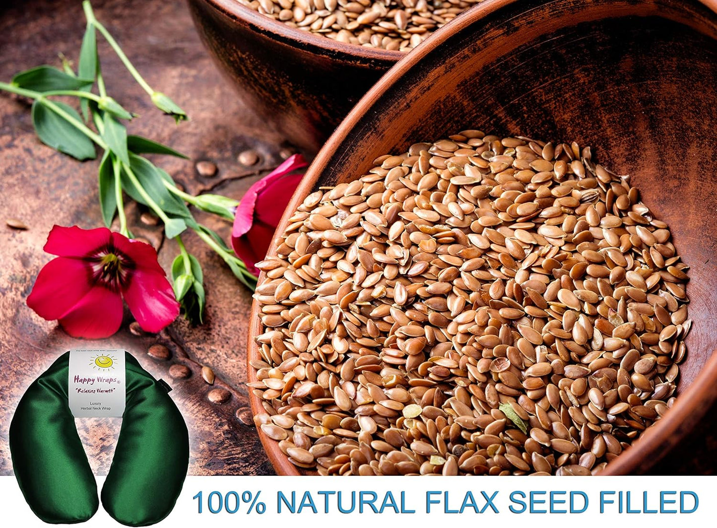 Microwavable Herbal Neck Wrap - Hot Cold Aromatherapy Neck Warming Pillow - Heating Pad for Migraines, Stress, Gifts for Women, Birthdays, Christmas and Free Sleep Mask - Jade Satin