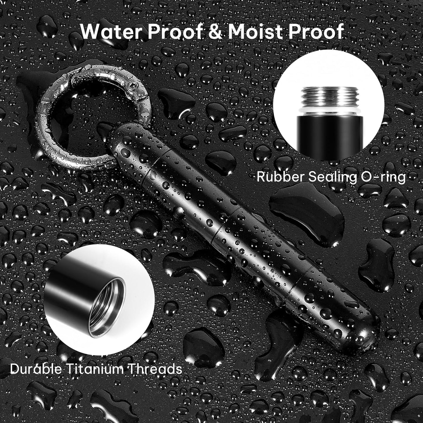 Titanium Keychain Pill Holder,Mini Pill Case Keychain,Waterproof Pocket Pill Case,Small Pill Container for Travel Purse(3 Compartment)