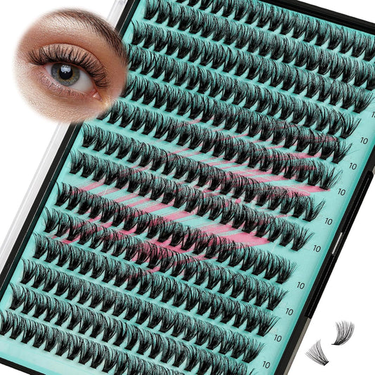 Lash Clusters Wispy 280PCS Eyelash Extension 60D Cluster Lashes Individual Lashes DIY Lash Extension Natural Look Cluster Eyelash Extensions Soft False Eyelashes at Home for Beginners(10mm)