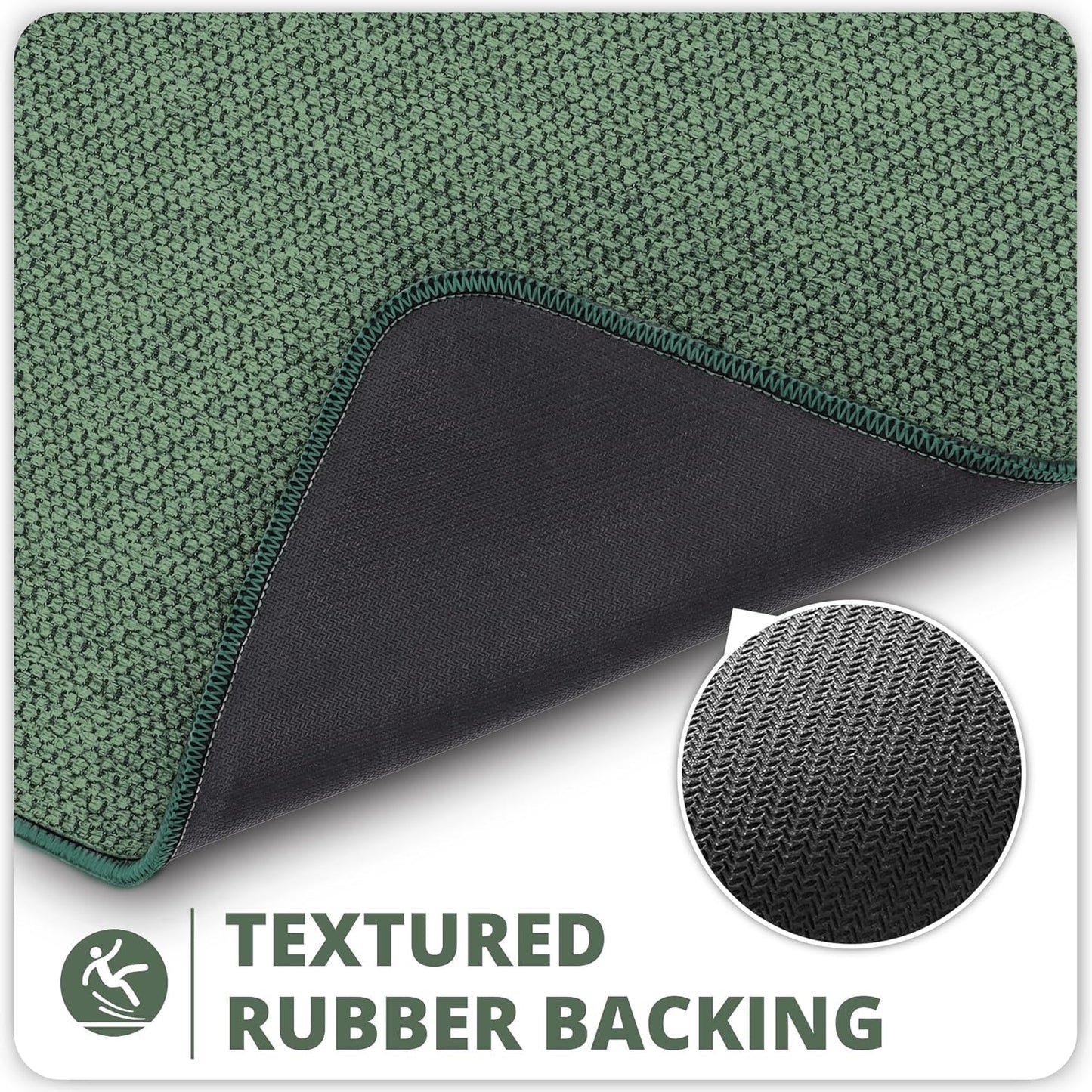Bathroom Rugs Set 2 Pieces,Thin Bathroom Mats,Toilet Rugs,Quick Dry,Non-Slip,Machine Washable,Low Pile,Absorbent Bath Mats,Shower,Sink,Home Decor Accessories.Green,1'5"x2'3"+1'8"x2" U Shape