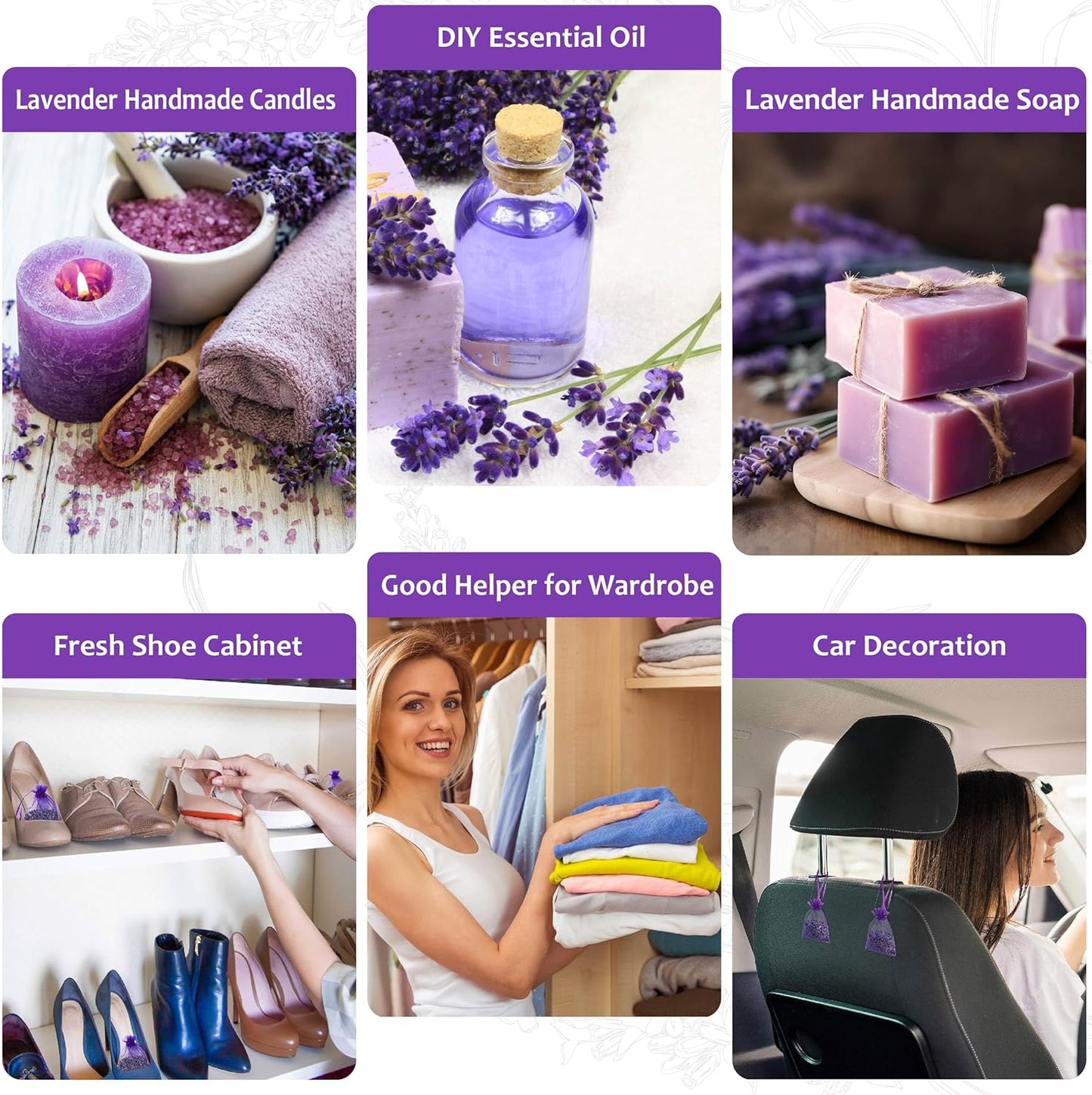 Bag of 100 Sachets Dried Lavender Flower Lavender Sachets for Drawers and Closets, LV-B-4