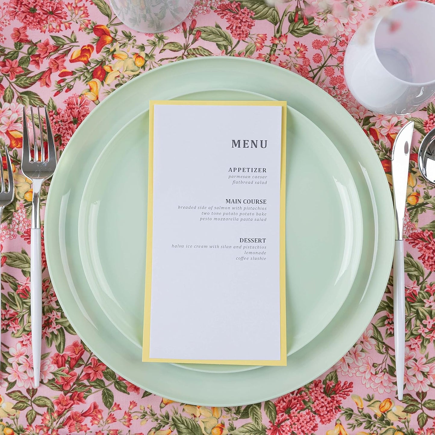 PLASTICPRO [30 Pack 10.7''] Mint Green Plastic Party Plates Edge Collection Premium heavyweight Elegant Disposable Tableware Dishes