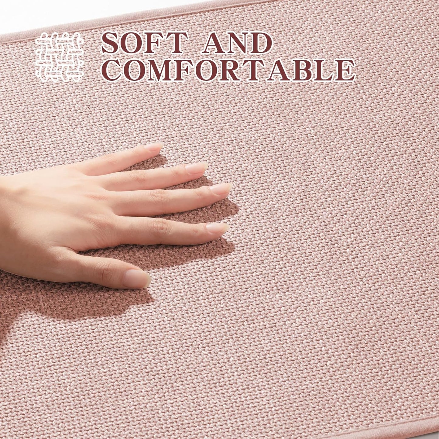 chakme Bathroom Rugs Mat U-Shaped 24x17, Ultra ThinNon Slip Bath Mat Small Quick Dry Absorbent Bath Matfor Bathroom Floor, (Pink, U-24"x17")