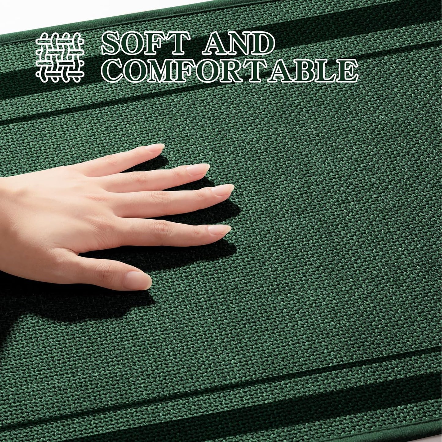 chakme Bathroom Rugs Mat 36x24, Ultra Thin Non Slip Bath Mat Large Quick Dry Absorbent Bath Mat for Bathroom Floor, (Dark Green, 36"x24")