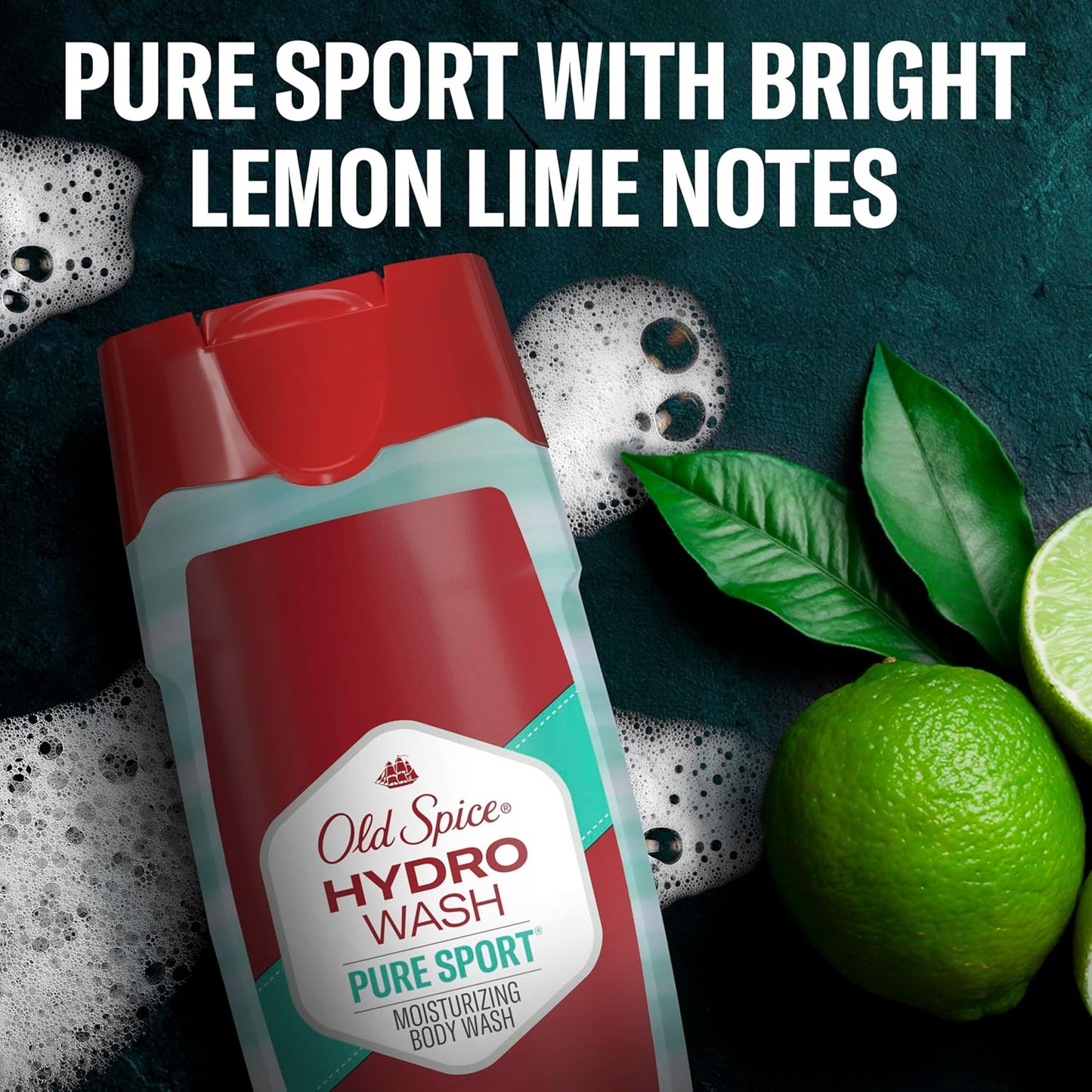 Old Spice Moisturizing Body Wash for Men, Hydro Wash, 2-in-1 Long Lasting Scent & Deep Hydration, 24/7 Shower Fresh, Pure Sport Scent, 16 oz (Pack of 4)