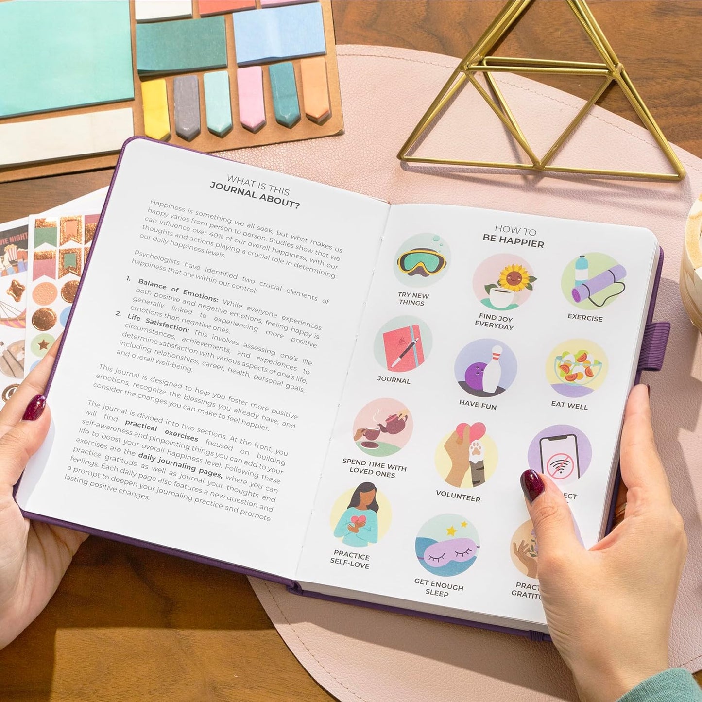 Clever Fox Happiness Notebook – Daily Positivity Journal for Women with Prompts & Positive Quotes – Affirmation & Self Esteem Gifts (Purple)