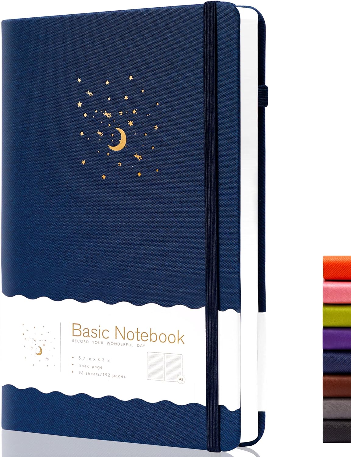 CAGIE Lined Journal Notebook for Work, Hardcover Notebook Journal with Pen Loop, A5 Notebook Journal Cover, Medium 5.7" x 8.3", (Blue Ruled), Gifts