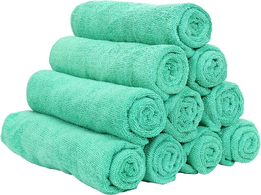 Arkwright Microfiber Gym Towel - Pack of 12 - Super Soft, Quick Dry Workout Sweat Towels, 300 GSM Lightweight & Absorbent for Sports, Working Out, Yoga, and Spa, 16 x 27 in, Green