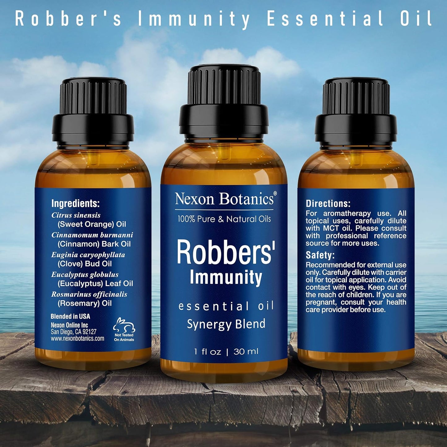 Robbers' Immunity Essential Oil Blend 30 ml - Immune Boost Aromatherapy for Diffusers - Natural Shield Against Impurities - Nexon Botanics