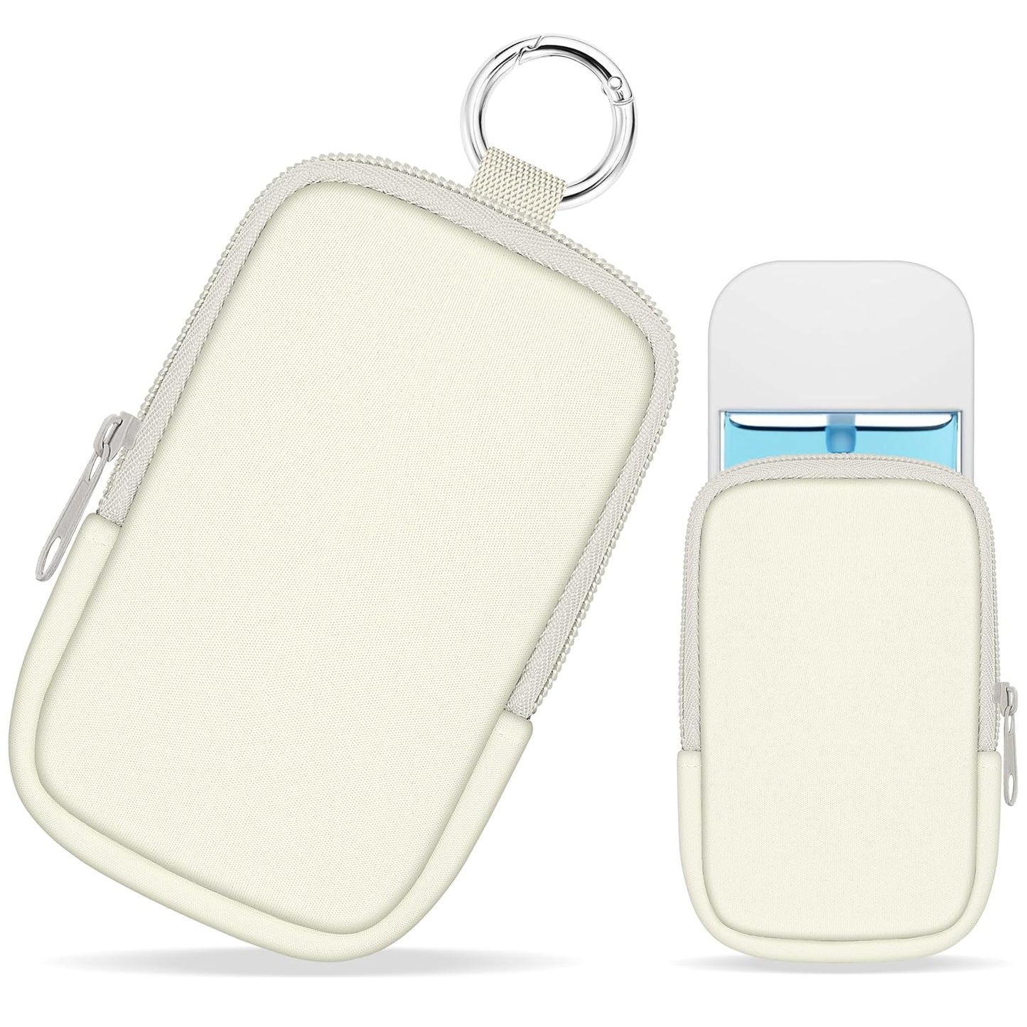 Hand Sanitizer Spray Case, Hand Sanitizer Holder Zippered Pouch, Cute Fashion Accessory with Snap Hook for Glow Mist and Power Mist 1FL OZ, White