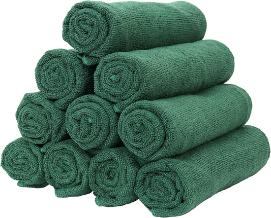 Arkwright Microfiber Gym Towel - Pack of 12 - Super Soft, Quick Dry Workout Sweat Towels, 300 GSM Lightweight & Absorbent for Sports, Working Out, Yoga, and Spa, 16 x 27 in, Hunter Green