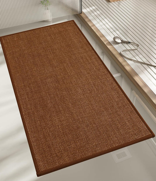 chakme Bathroom Rugs Mat 47x17, Ultra Thin Bath Rug Non Slip Runner Quick Dry Absorbent Bath Mat for Bathroom, (Rust, 47"x17")