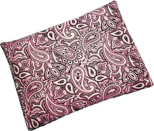 Microwavable Corn Filled Heating Pad and Cold Pack/Washable 100% Cotton Cover (Bandana - Pink, 7.5in W x 11in L)