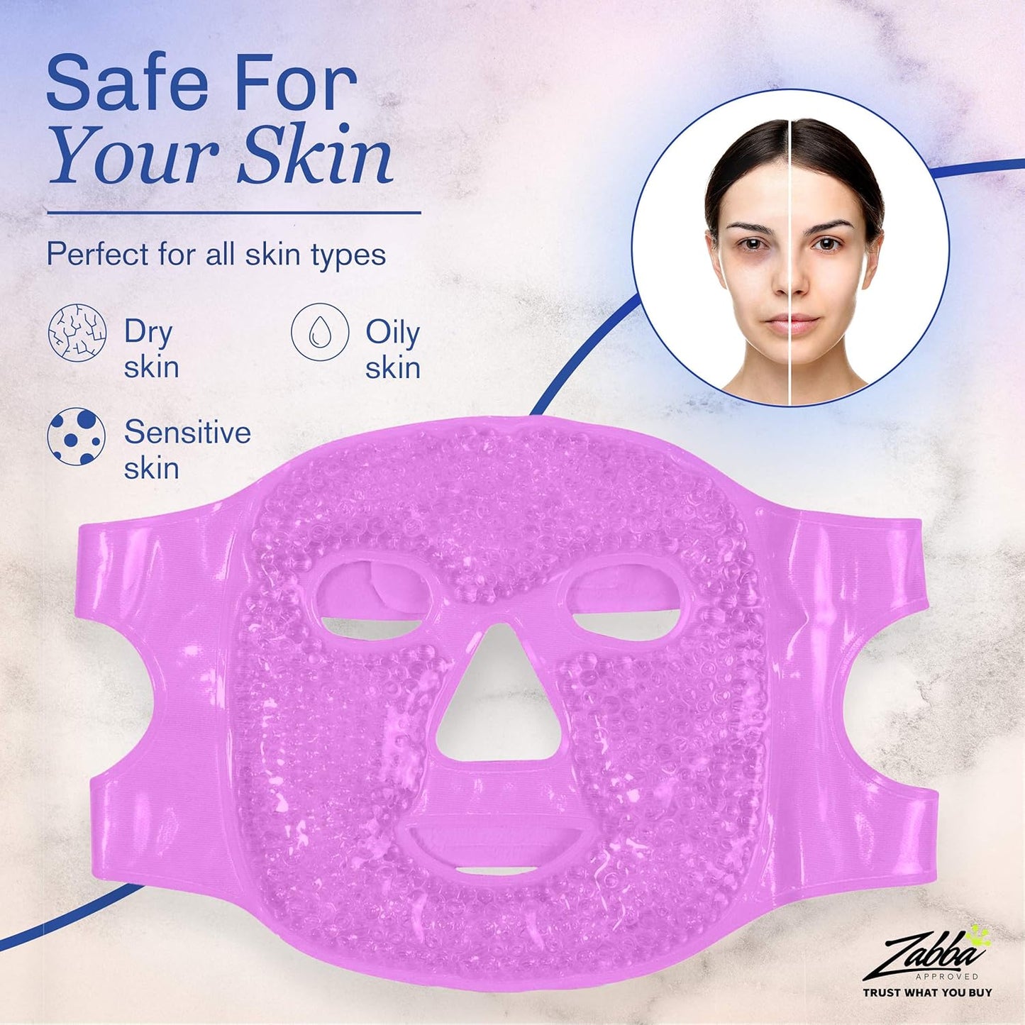Facial Mask Get Rid of Puffy Eyes Migraine Relief, Sleeping, Travel Therapeutic Hot Cold Compress Pack Gel Beads, Spa Therapy Wrap for Sinus Face Puffiness Headaches Gel Mask