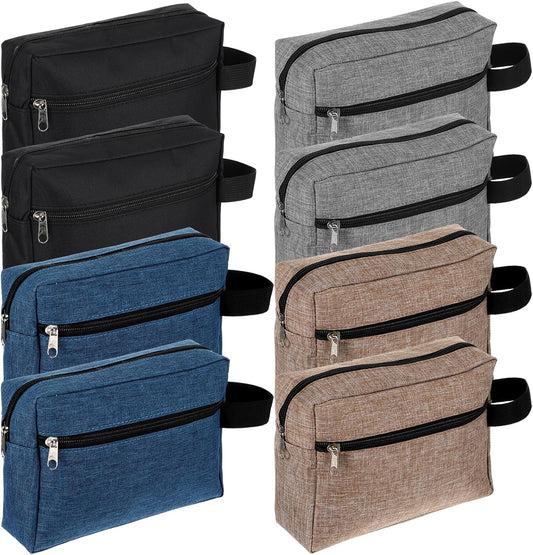 8 PCS Travel Toiletry Bag for Women and Men, Travel Pouch, Large Shaving Bag, Portable Grooming Bags, Foldable Storage Bags with Handle for Cosmetics Toiletries Tools, 4 Colors