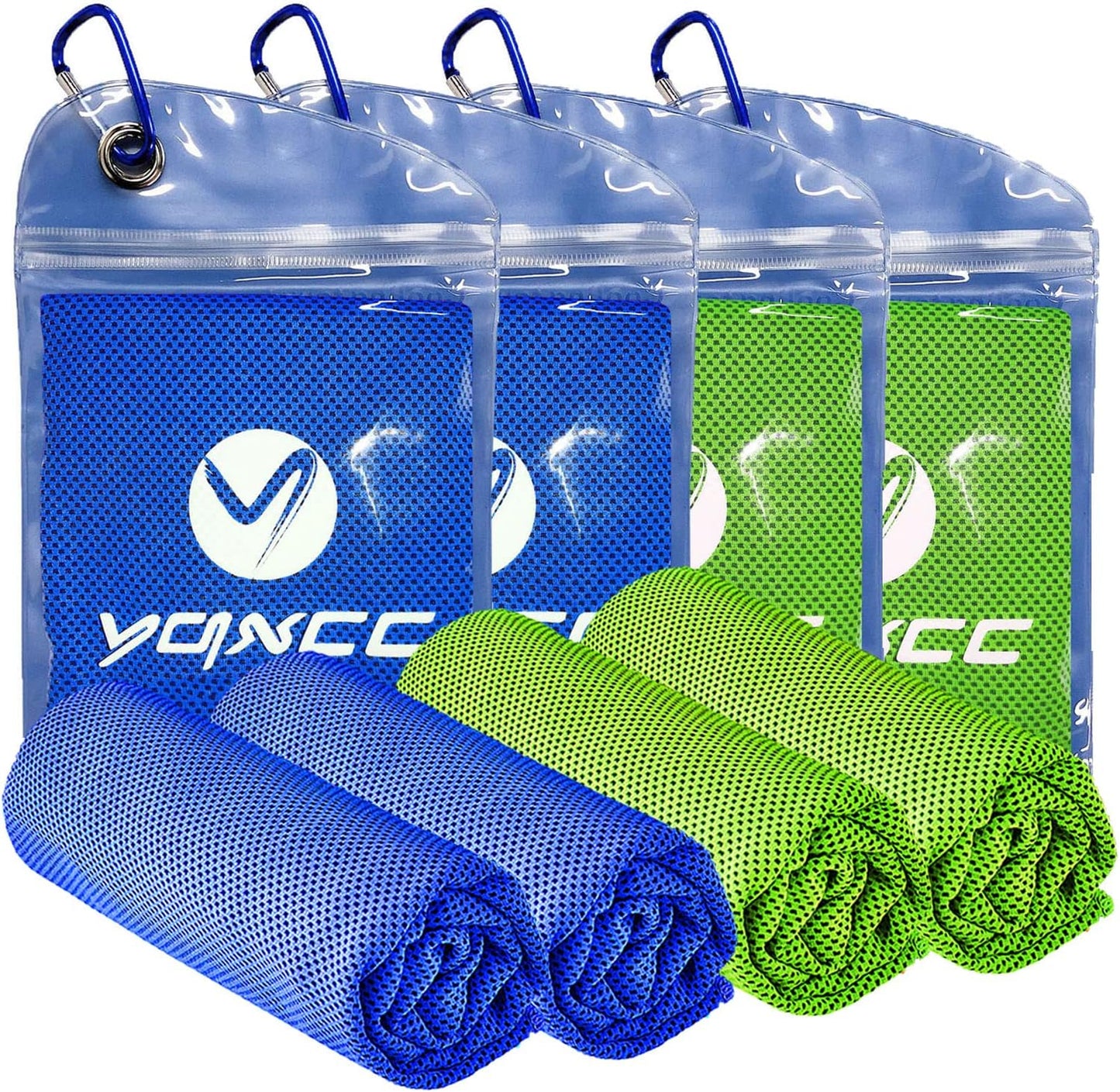 YQXCC 4 Pack Cooling Towels | 40"x12" | Cool for Neck and Face | Microfiber Soft Breathable Chilly | for Yoga, Sport, Golf, Gym, Camping, Running & More Activities