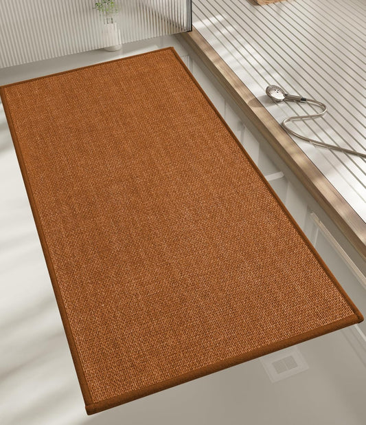 chakme Bathroom Rugs Mat 47x17, Ultra Thin Non Slip Bath Rug Runner Quick Dry Absorbent Bath Mat for Bathroom, (Orange, 47"x17")