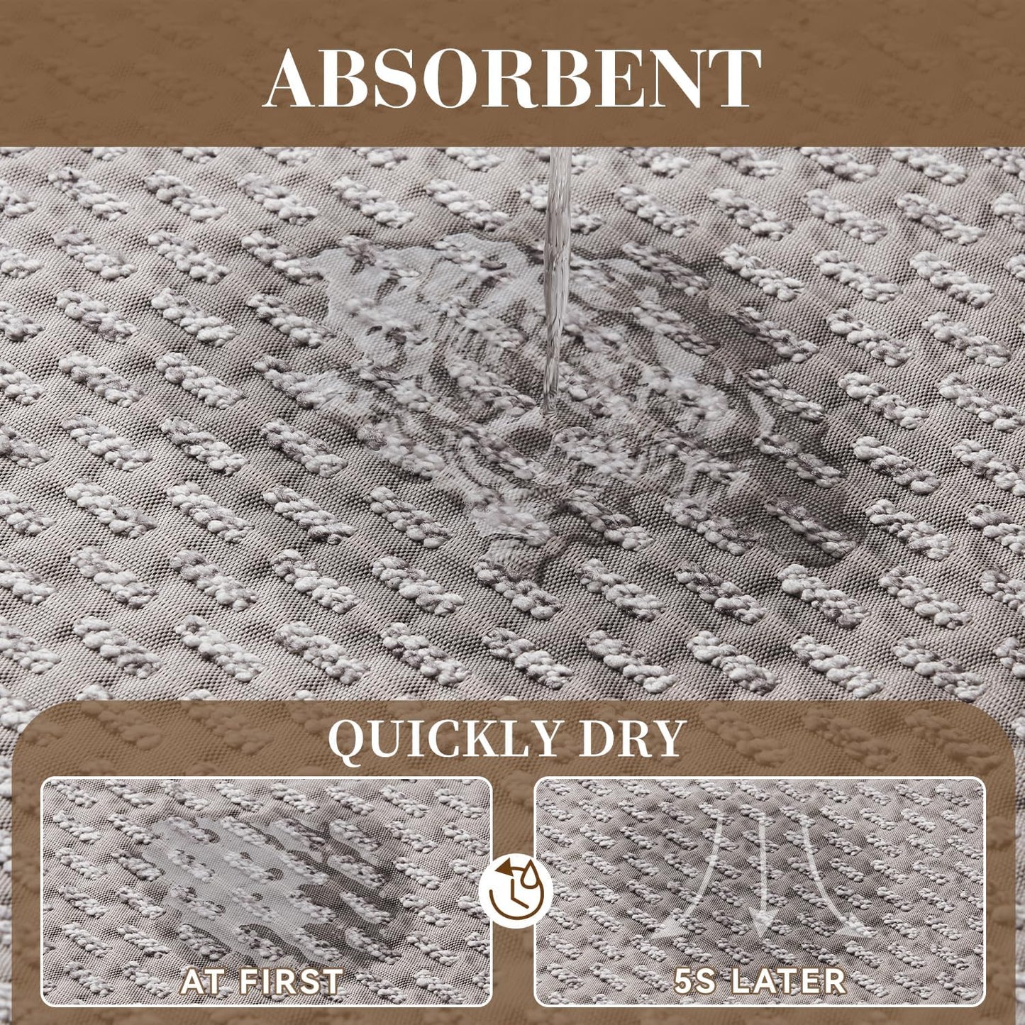 RESARE Non Slip Bath Mat - Machine Washable Bathroom Rug, Super Absorbent, Quick Dry, Ultra Soft, 17"x24", Light Grey