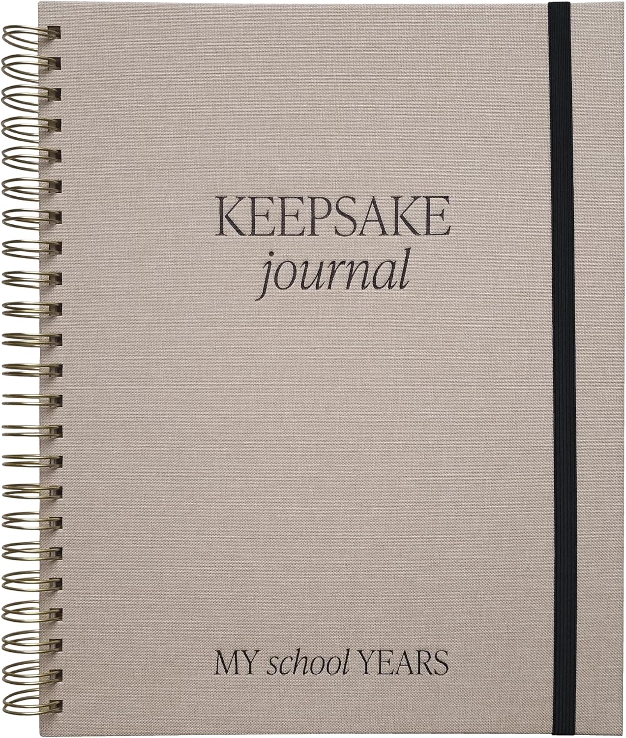 Sweet Water Decor Kid's Keepsake Memory Journal, Cute Prompted Entry Notebook for Moms and Parents, 14 White Craft Envelopes for Capturing Memories, Tan Fabric Spiral Bound Diary with Gold Foil Detail