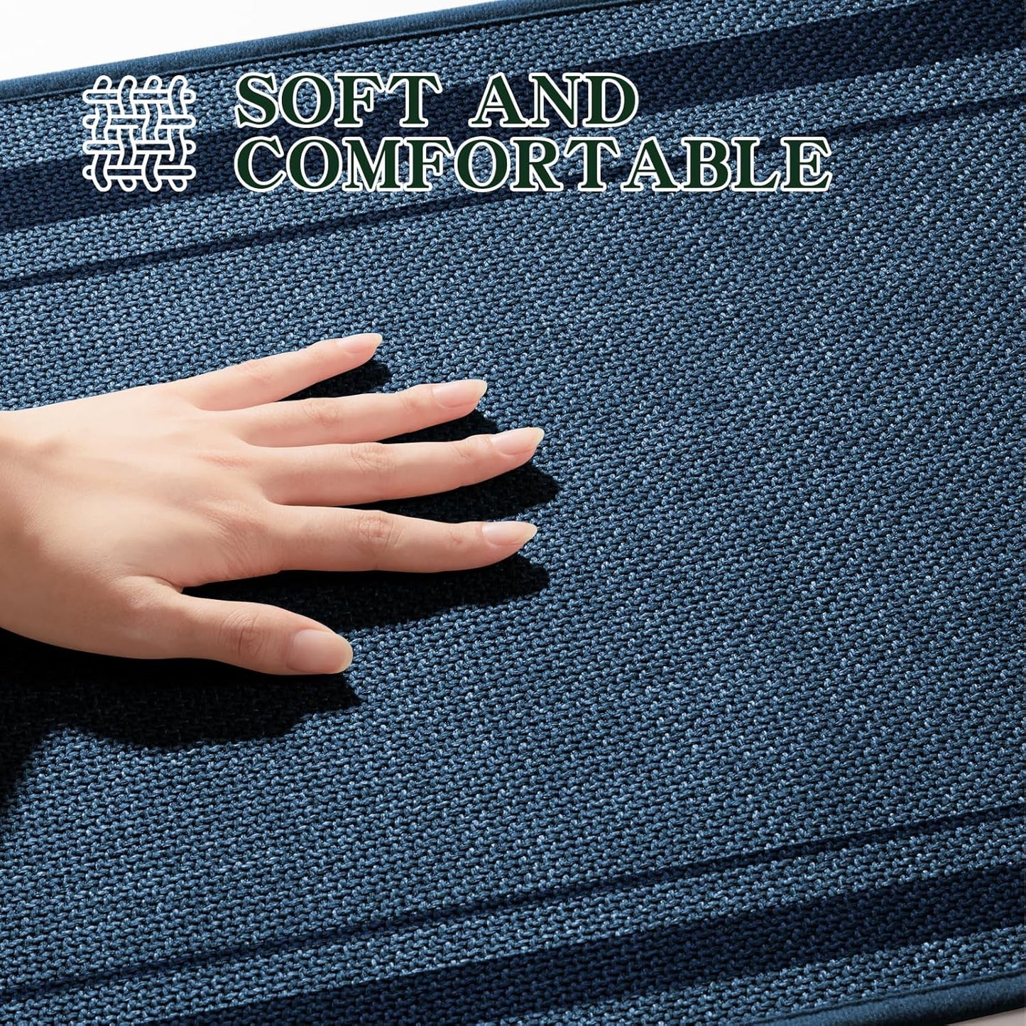 chakme Bathroom Rugs Mat 36x24, Ultra Thin Non Slip Bath Mat Large Quick Dry Absorbent Bath Mat for Bathroom Floor, (Dark Blue, 36"x24")