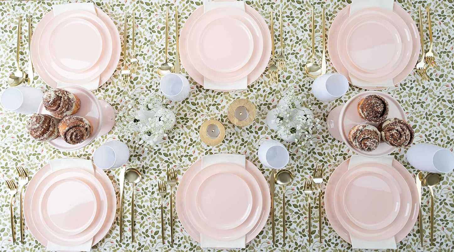 PLASTICPRO [30 Pack 10.7''] Pink Plastic Party Plates Edge Collection Premium heavyweight Elegant Disposable Tableware Dishes