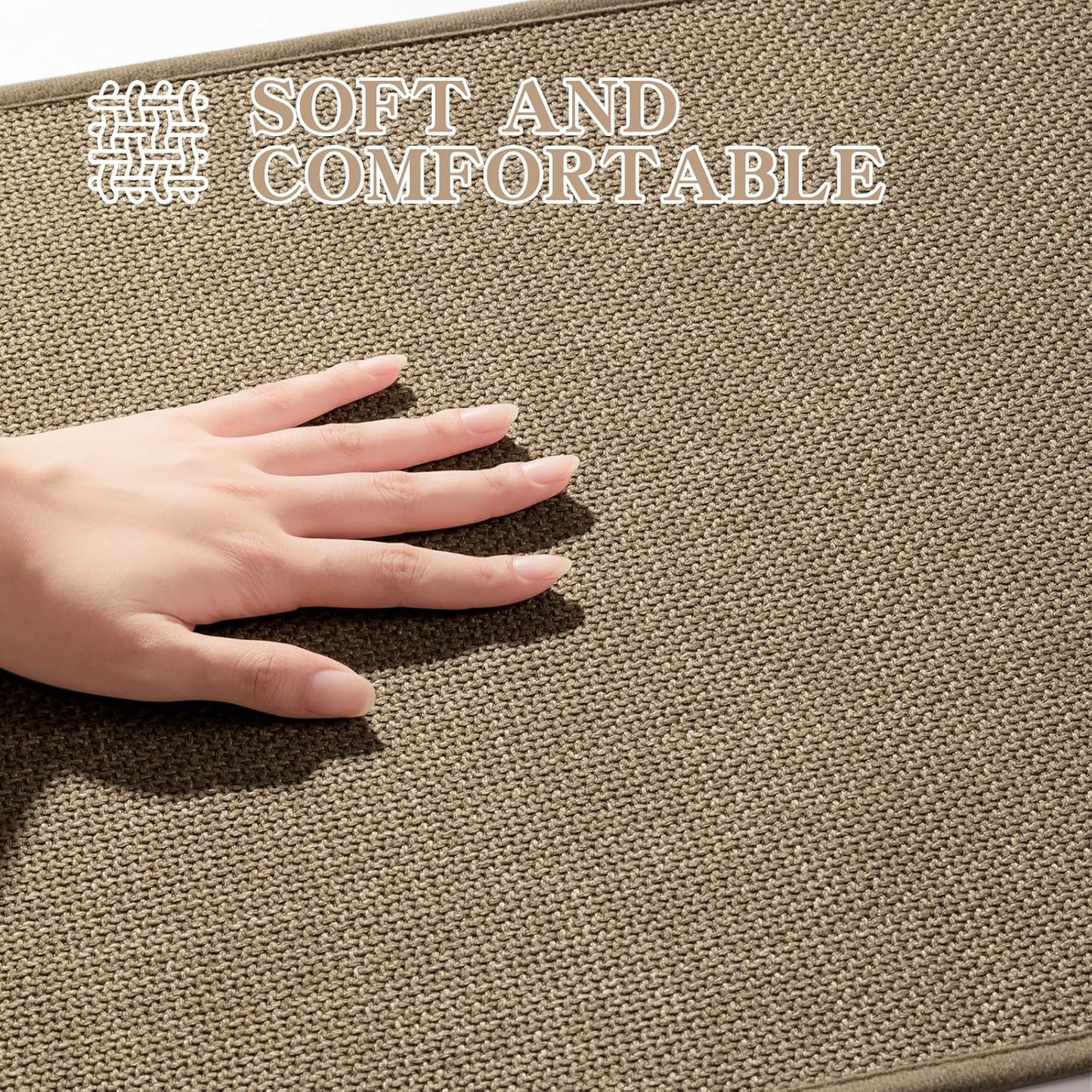 chakme Bathroom Rugs Mat 36x25, Ultra Thin Non Slip Bath Mat Large Quick Dry Absorbent Bath Mat for Bathroom Floor, (Dark Beige, 36"x25")