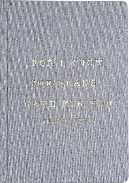 Sweet Water Decor Cute Motivational Lined Composition Notebook for Women, 100 Ruled Pages for Writing, Diary with Fabric Inspirational Cover (For I Know The Plans I Have For You)