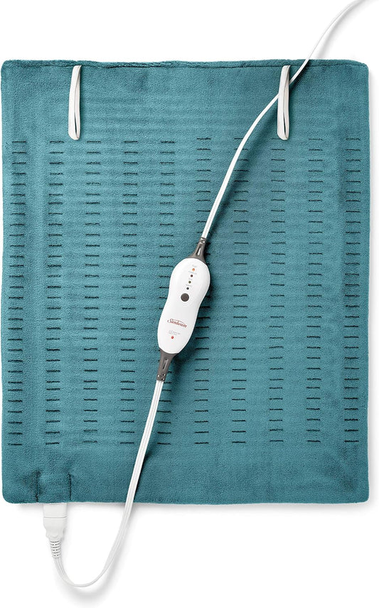 Sunbeam XXL Heating Pad, 20"x 24", For Back, Neck, Shoulder, and Period Cramp Pain Relief, 4 Heat Settings, Auto Shut-Off, Machine-Washable, Gifts For Mom & Wife, FSA/HSA Eligible, Dark Teal